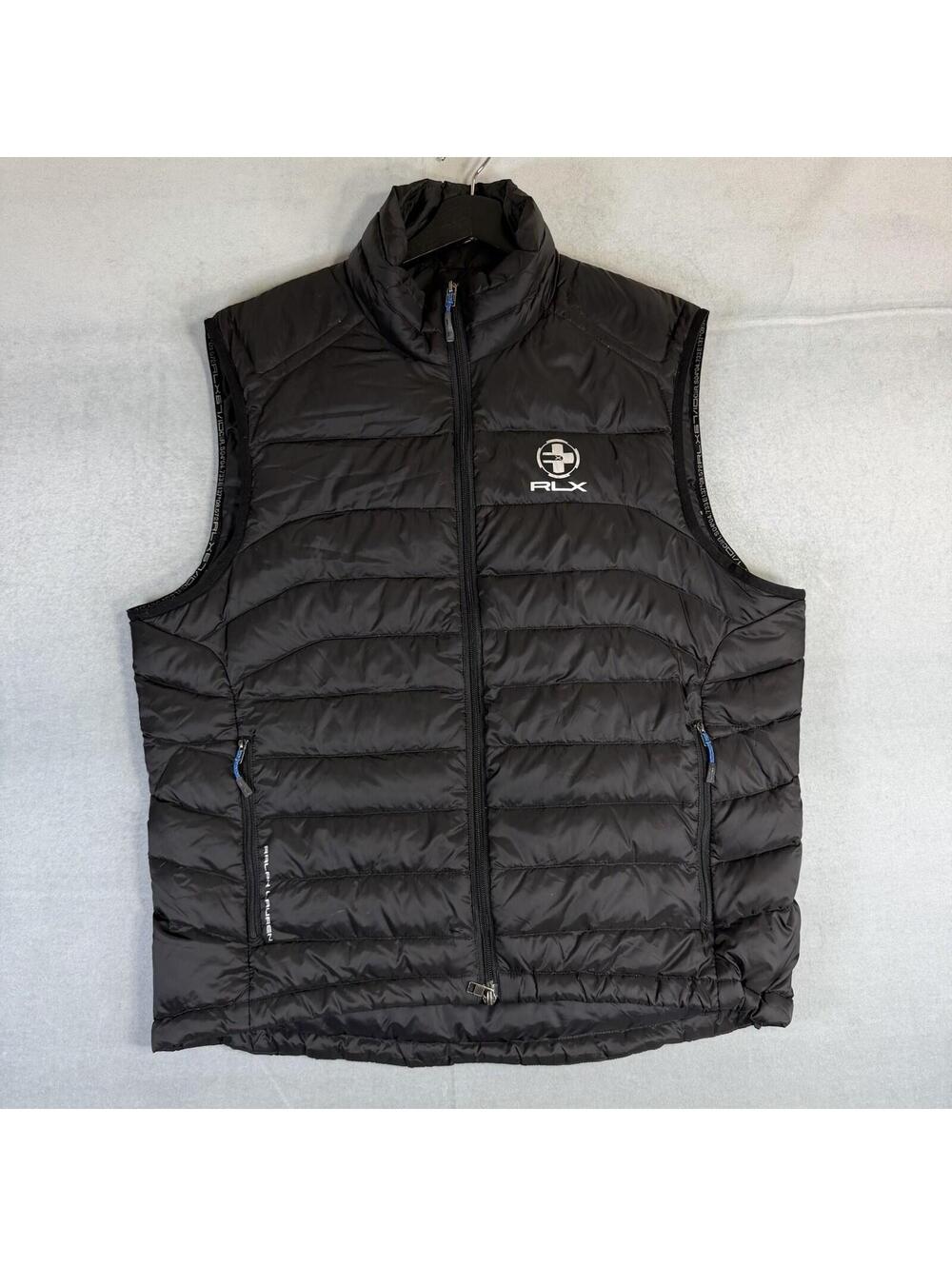 Ralph Lauren RLX Down Puffer Vest Mens XL Black Golf Jacket Lightweight Outdoors